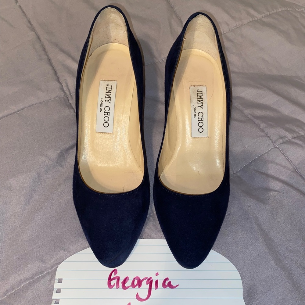 Jimmy Choo Navy Suede Heels